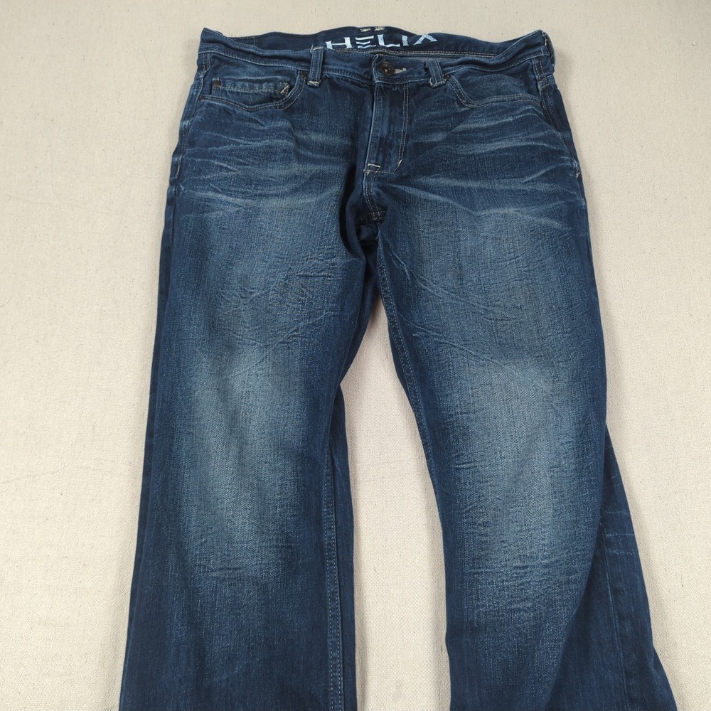 Helix Jeans Mens 34x32 Blue Slim Boot Cut Western Cowboy Faded - Picture 2 of 14